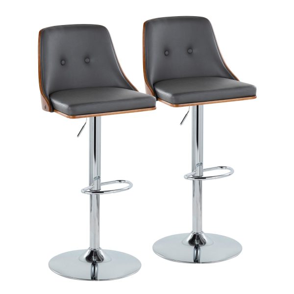 Gianna Mid Century Modern Grey Swivel Barstools Set of 2