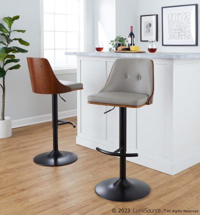 Gianna Mid-Century Modern Light Grey Barstool (Set of 2)