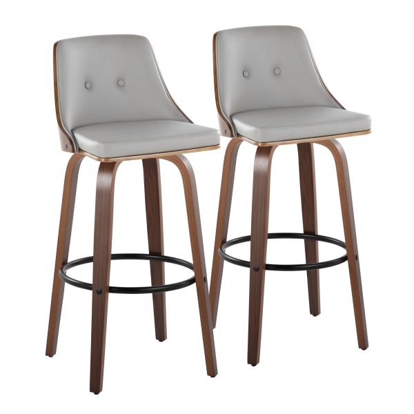 Gianna Mid Century Modern Light Grey Swivel Barstools Set of 2 2