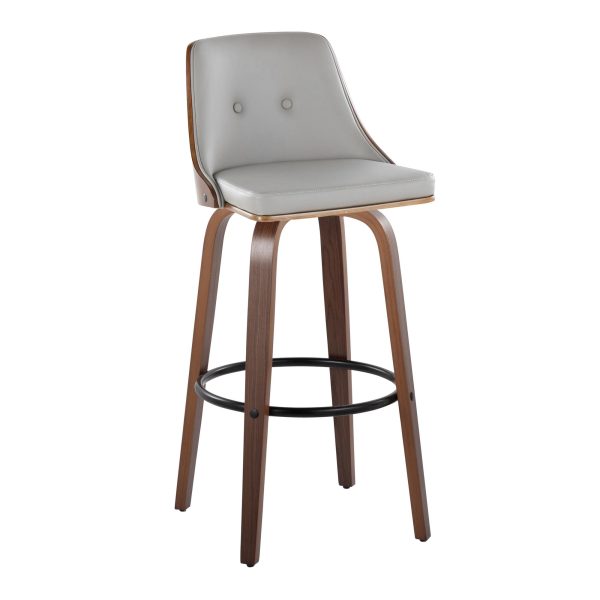 Gianna Mid Century Modern Light Grey Swivel Barstools Set of 2 3
