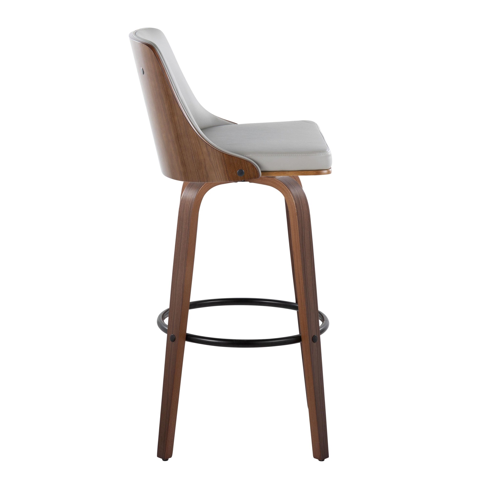 Gianna Mid-Century Modern Light Grey Swivel Barstools (Set of 2) 5 Gianna Mid-Century Modern Light Grey Swivel Barstools (Set of 2) - Image 5