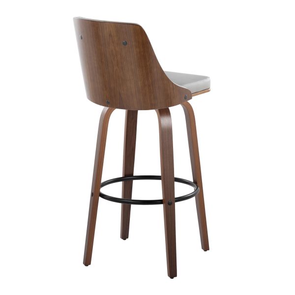 Gianna Mid Century Modern Light Grey Swivel Barstools Set of 2 5