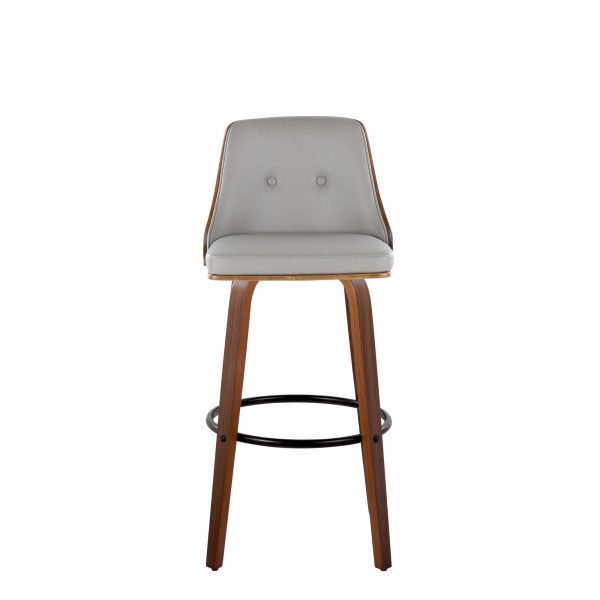 Gianna Mid Century Modern Light Grey Swivel Barstools Set of 2 7