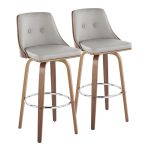 Gianna Mid-Century Modern Walnut and Grey Swivel Barstool (Set of 2) 11 Gianna Mid-Century Modern Walnut and Grey Swivel Barstool (Set of 2)