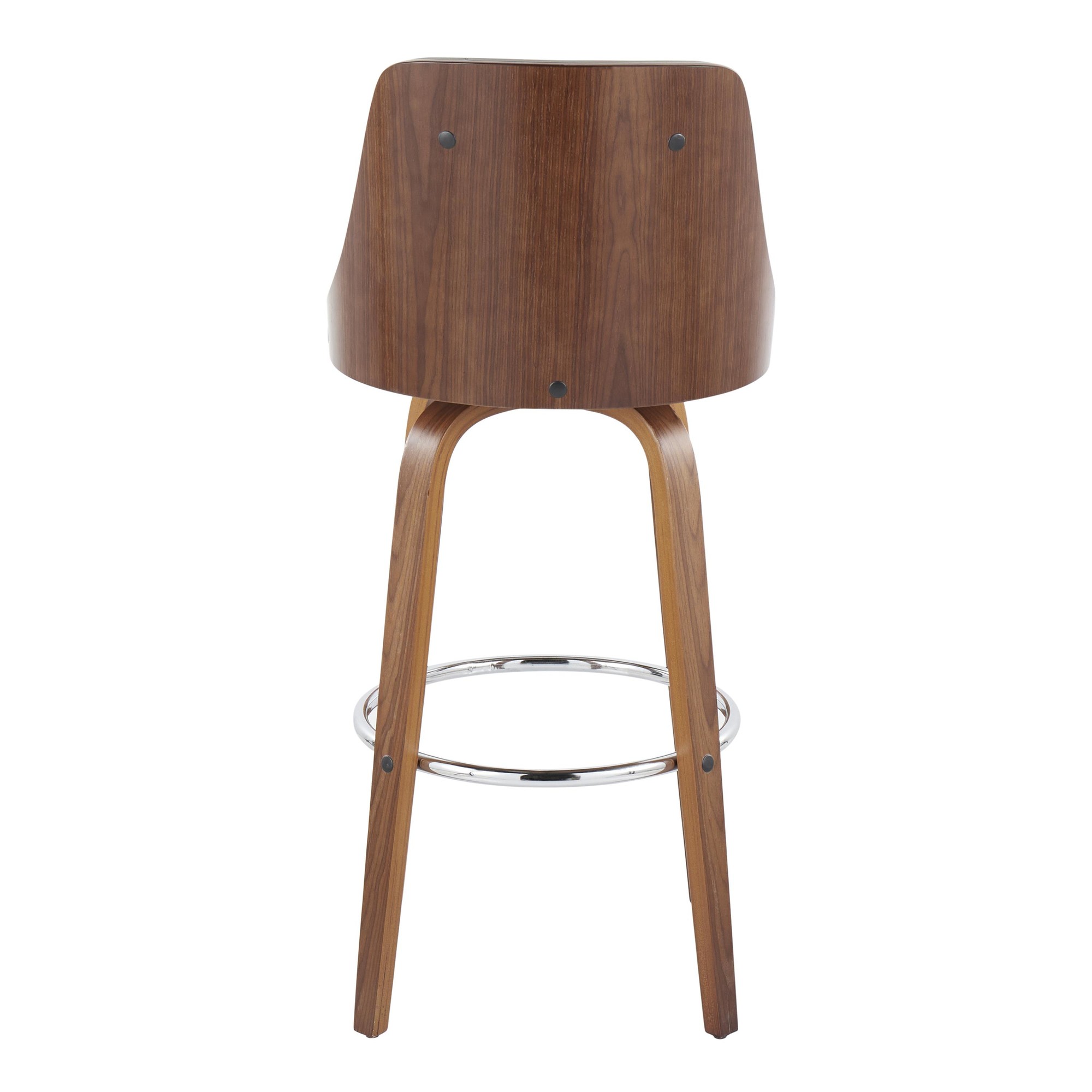 Gianna Mid-Century Modern Walnut and Grey Swivel Barstool (Set of 2) 6 Gianna Mid-Century Modern Walnut and Grey Swivel Barstool (Set of 2) - Image 6