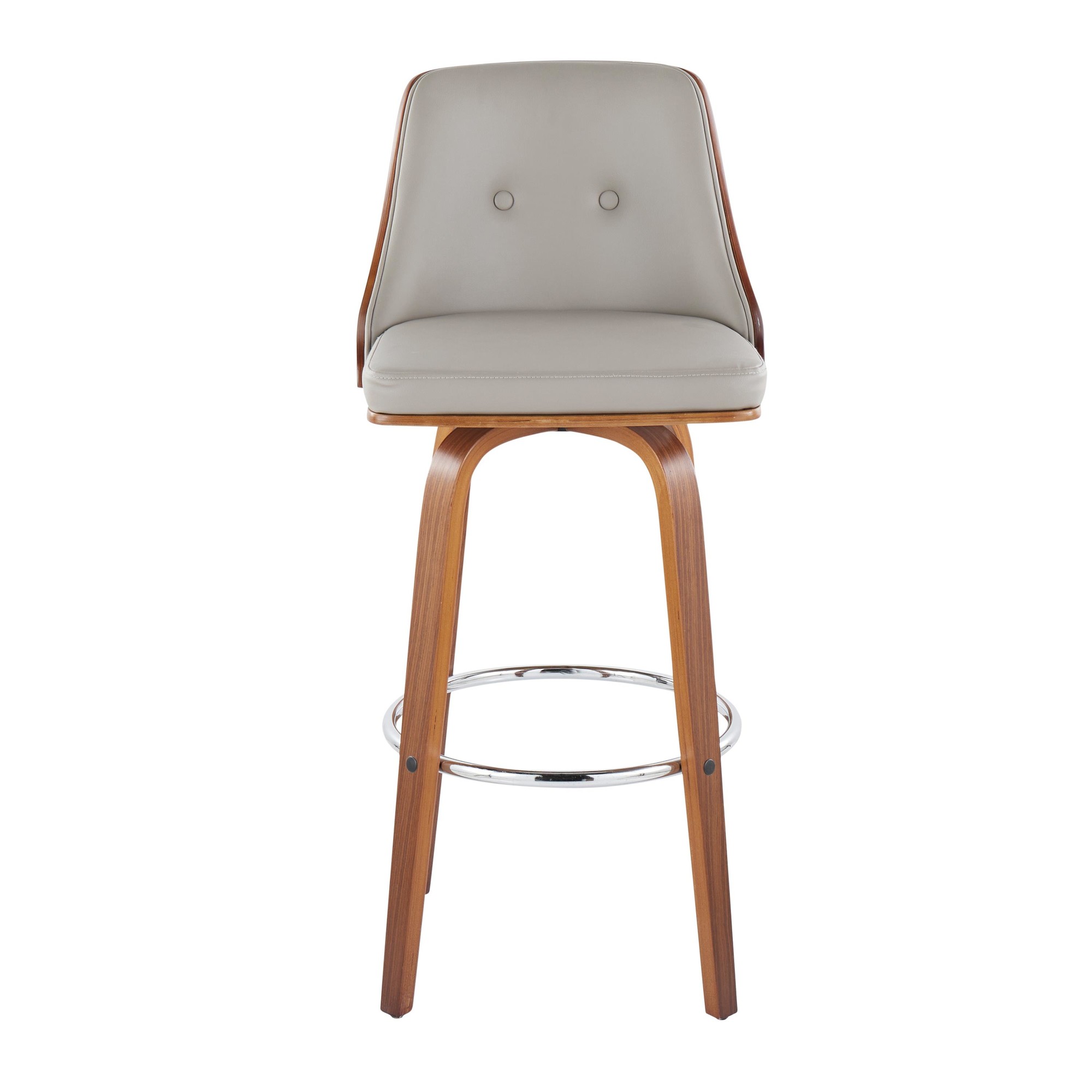 Gianna Mid-Century Modern Walnut and Grey Swivel Barstool (Set of 2) 7 Gianna Mid-Century Modern Walnut and Grey Swivel Barstool (Set of 2) - Image 7