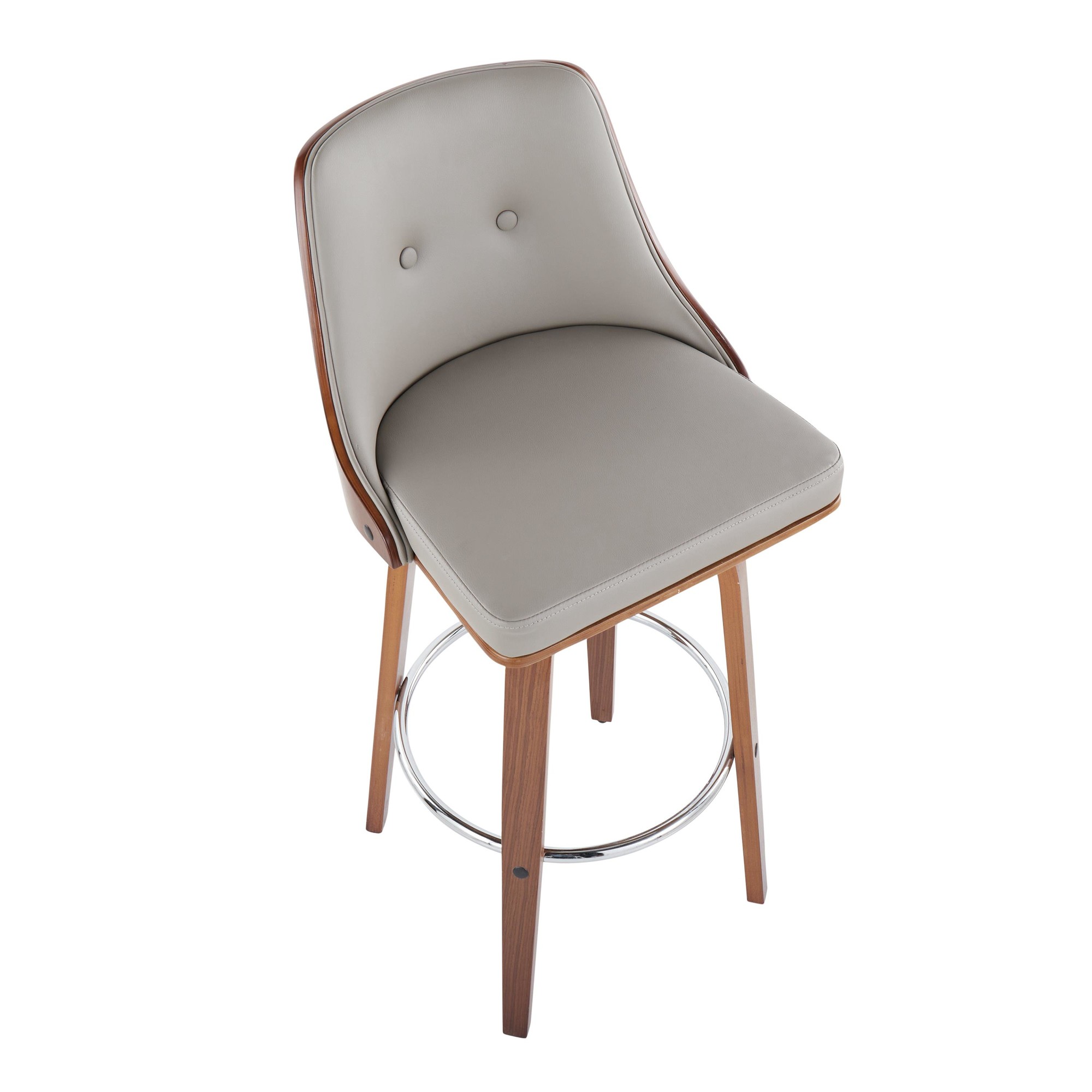 Gianna Mid-Century Modern Walnut and Grey Swivel Barstool (Set of 2) 8 Gianna Mid-Century Modern Walnut and Grey Swivel Barstool (Set of 2) - Image 8
