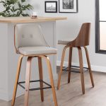 Gianna Mid-Century Modern Walnut and Grey Swivel Barstools (Set of 2)