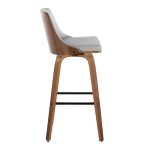 Gianna Mid-Century Modern Walnut and Grey Swivel Barstools (Set of 2)