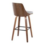 Gianna Mid-Century Modern Walnut and Grey Swivel Barstools (Set of 2)