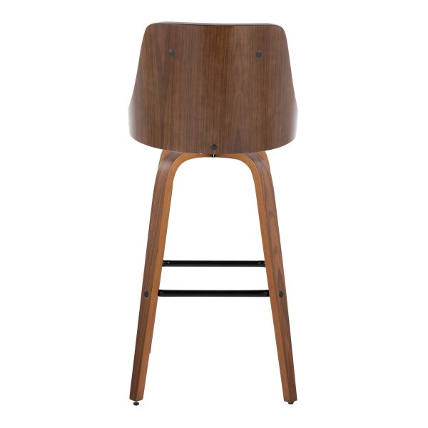 Gianna Mid Century Modern Walnut and Grey Swivel Barstools Set of 2 6