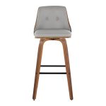 Gianna Mid-Century Modern Walnut and Grey Swivel Barstools (Set of 2)