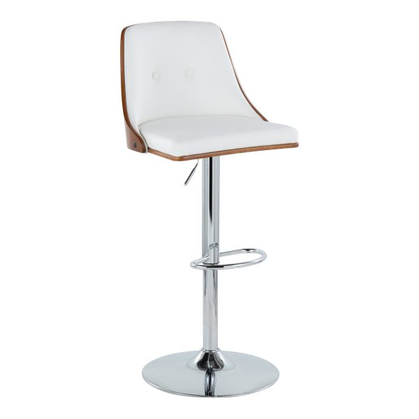 Gianna Mid Century Modern Walnut and White Swivel Barstool Set of 2 1