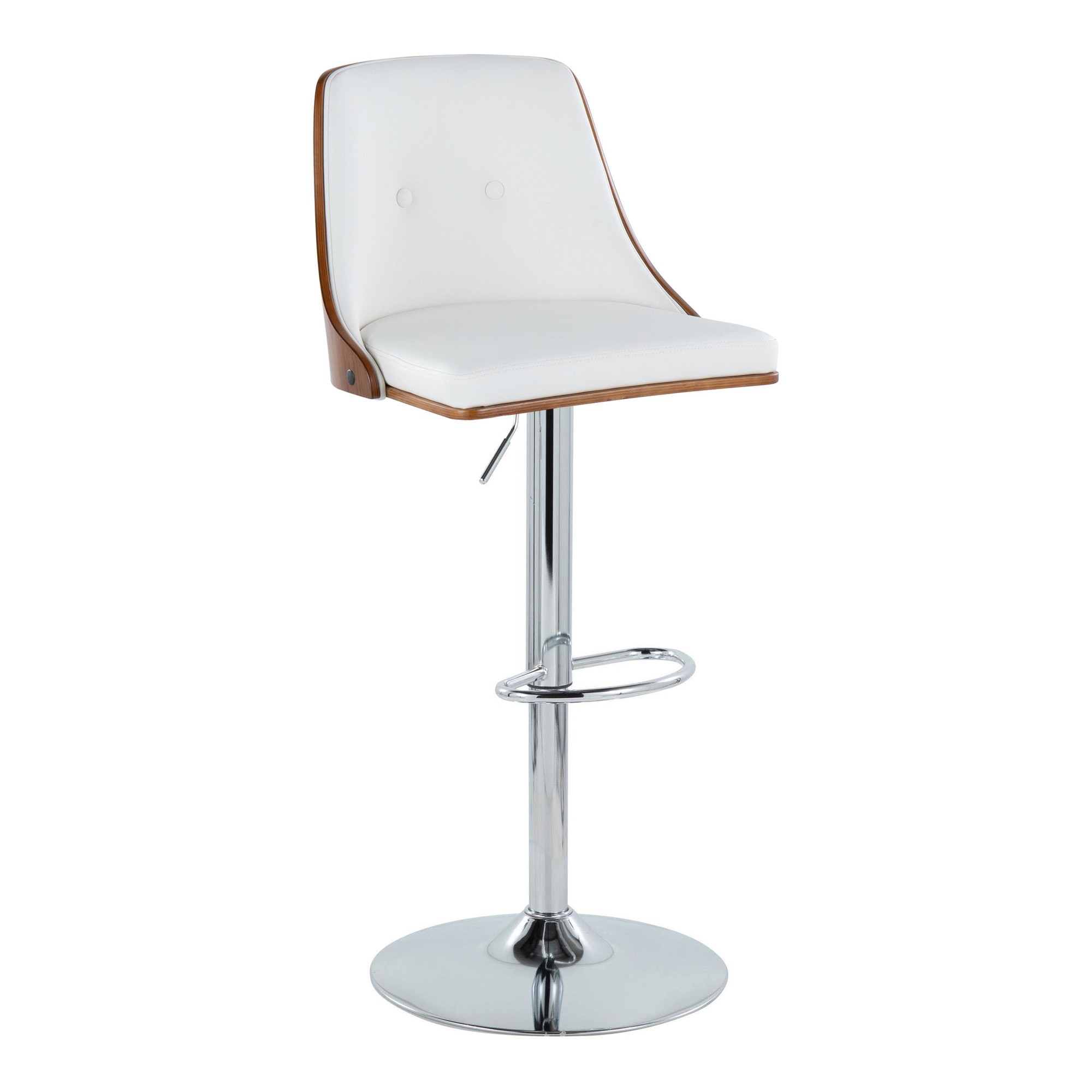 Gianna Mid-Century Modern Walnut and White Swivel Barstool (Set of 2) 2 Gianna Mid-Century Modern Walnut and White Swivel Barstool (Set of 2) - Image 2