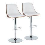Gianna Mid-Century Modern Walnut and White Swivel Barstool (Set of 2) 8 Gianna Mid-Century Modern Walnut and White Swivel Barstool (Set of 2)
