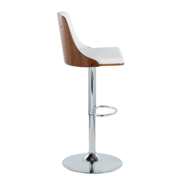 Gianna Mid Century Modern Walnut and White Swivel Barstool Set of 2 2
