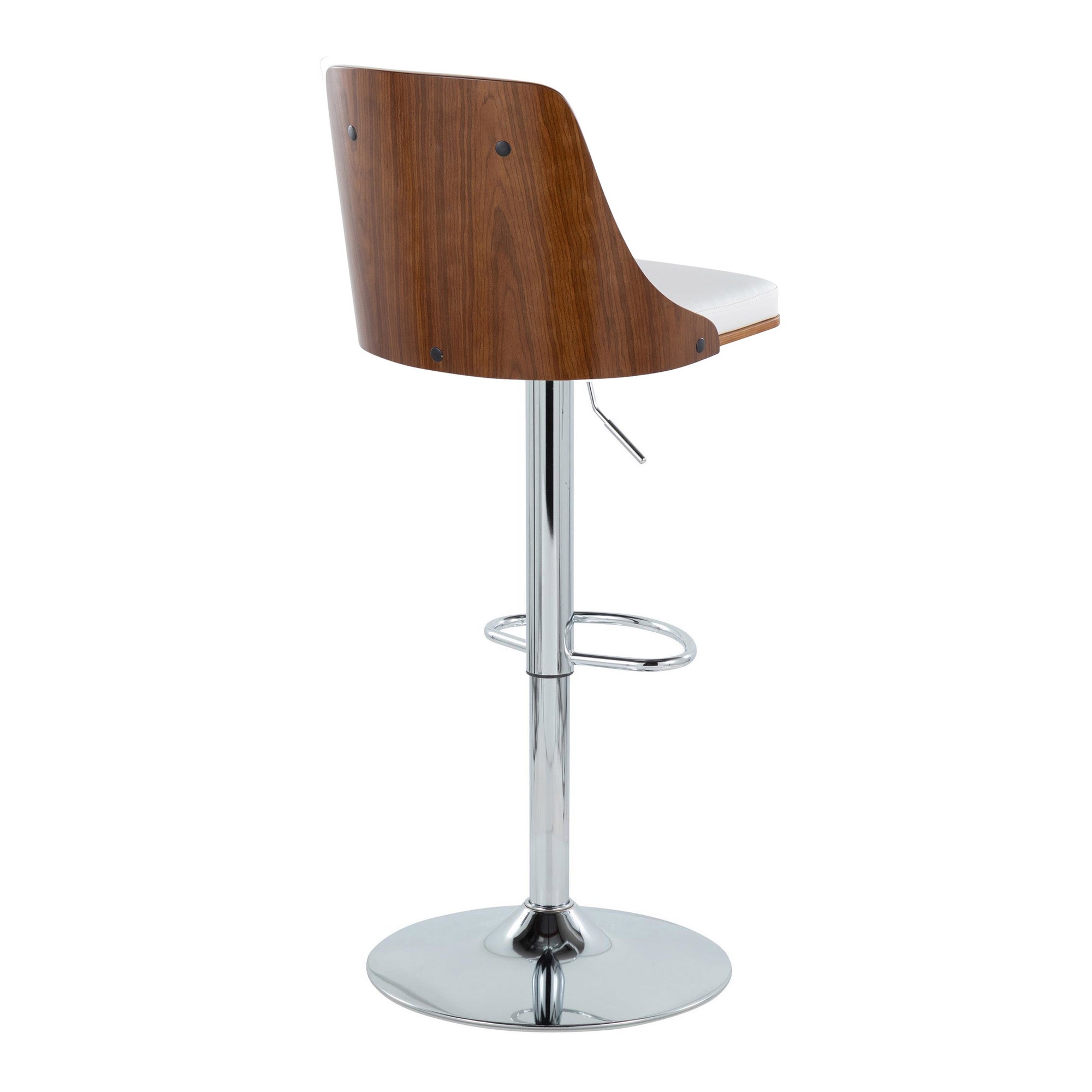 Gianna Mid-Century Modern Walnut and White Swivel Barstool (Set of 2) 4 Gianna Mid-Century Modern Walnut and White Swivel Barstool (Set of 2) - Image 4