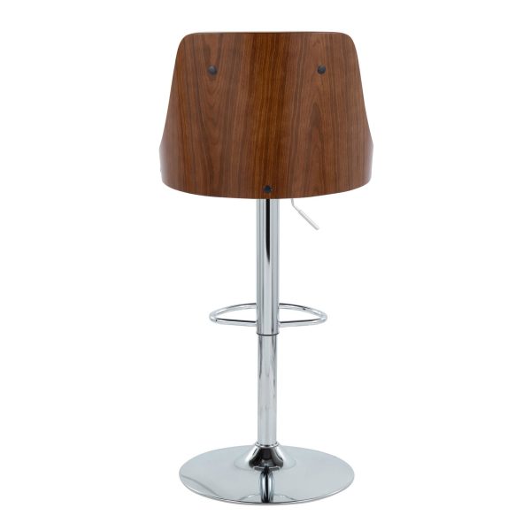 Gianna Mid Century Modern Walnut and White Swivel Barstool Set of 2 4