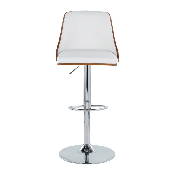 Gianna Mid Century Modern Walnut and White Swivel Barstool Set of 2 5