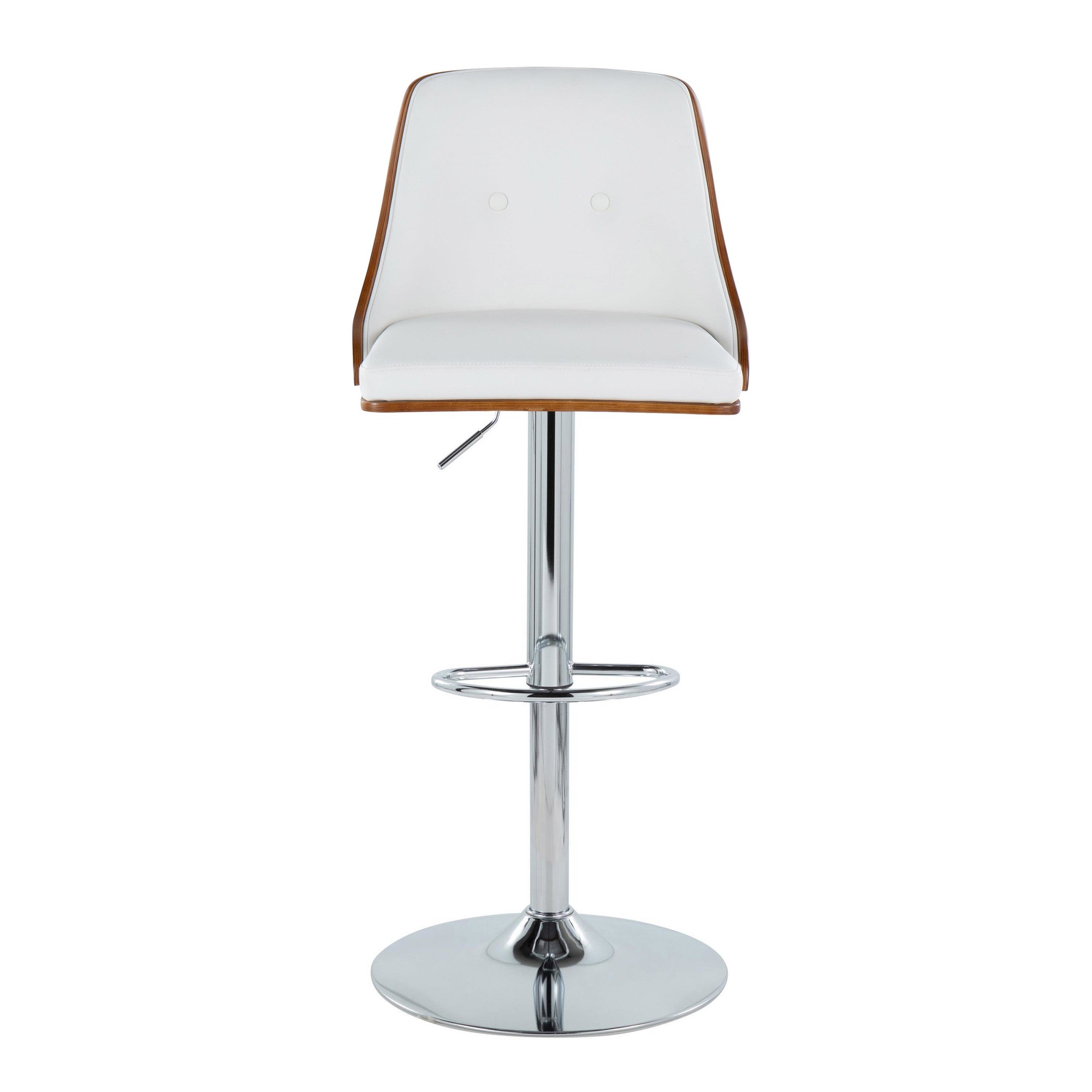 Gianna Mid-Century Modern Walnut and White Swivel Barstool (Set of 2) 6 Gianna Mid-Century Modern Walnut and White Swivel Barstool (Set of 2) - Image 6