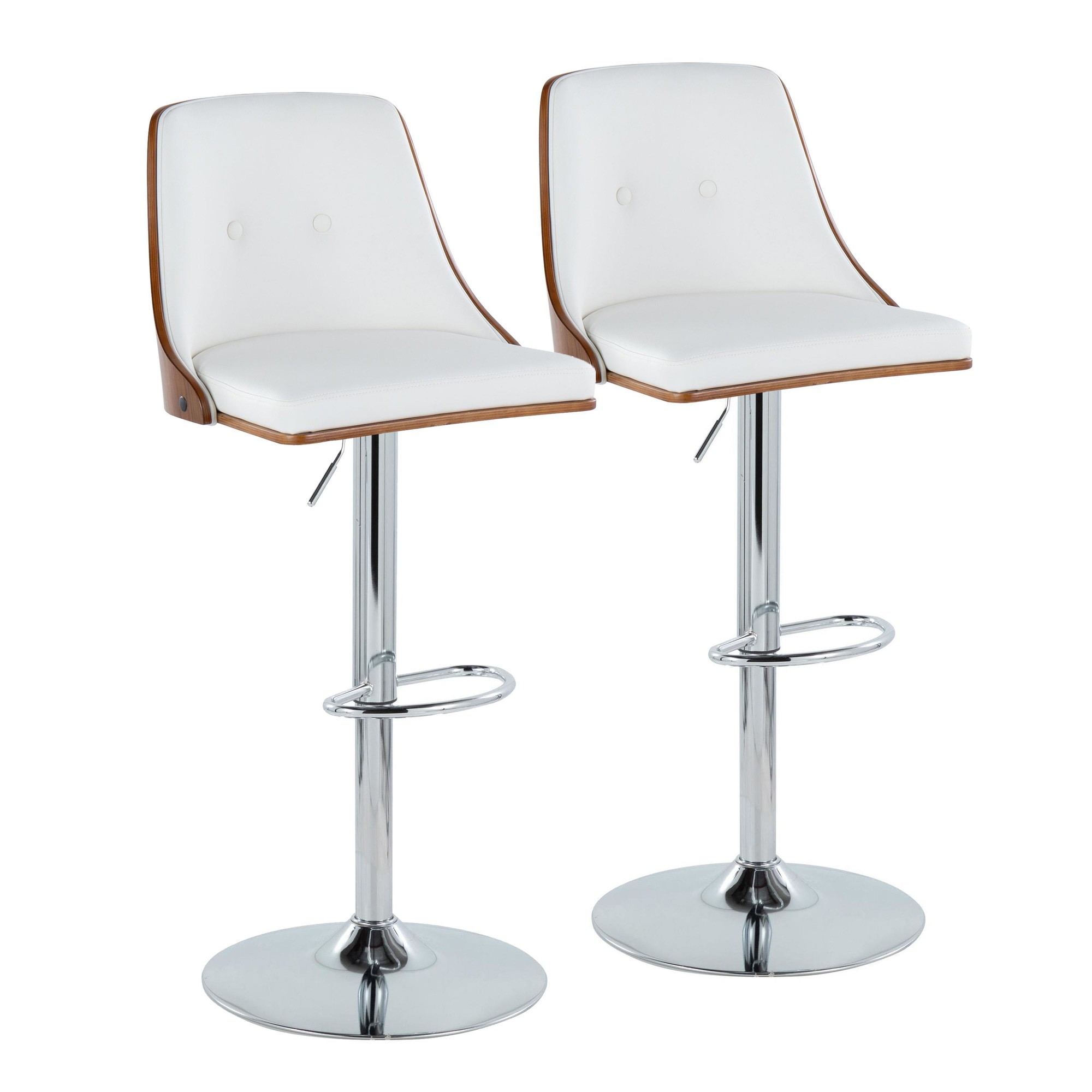 Gianna Mid-Century Modern Walnut and White Swivel Barstool (Set of 2) 1 Gianna Mid-Century Modern Walnut and White Swivel Barstool (Set of 2)