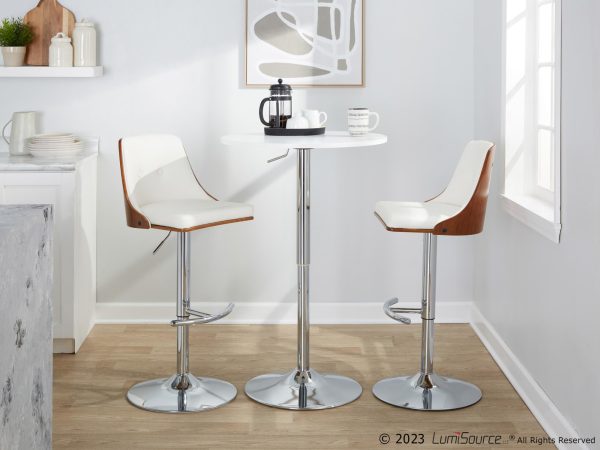 Gianna Mid Century Modern White Faux Leather Swivel Barstool Set of 2 2
