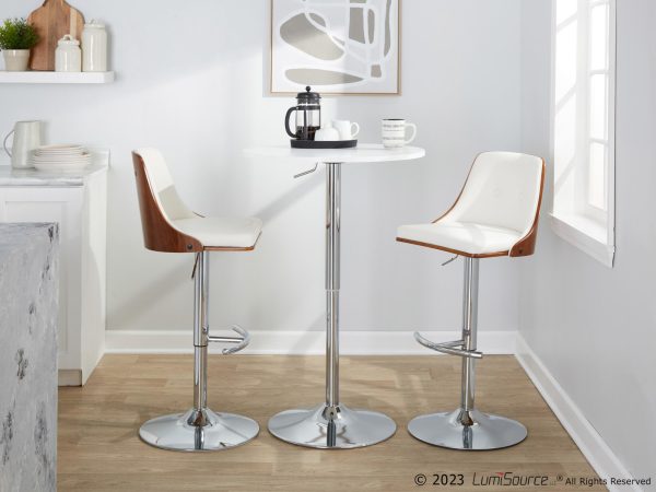 Gianna Mid Century Modern White Faux Leather Swivel Barstool Set of 2 3