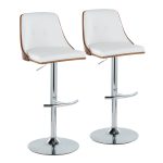 Gianna Mid-Century Modern White Faux Leather Swivel Barstool (Set of 2)