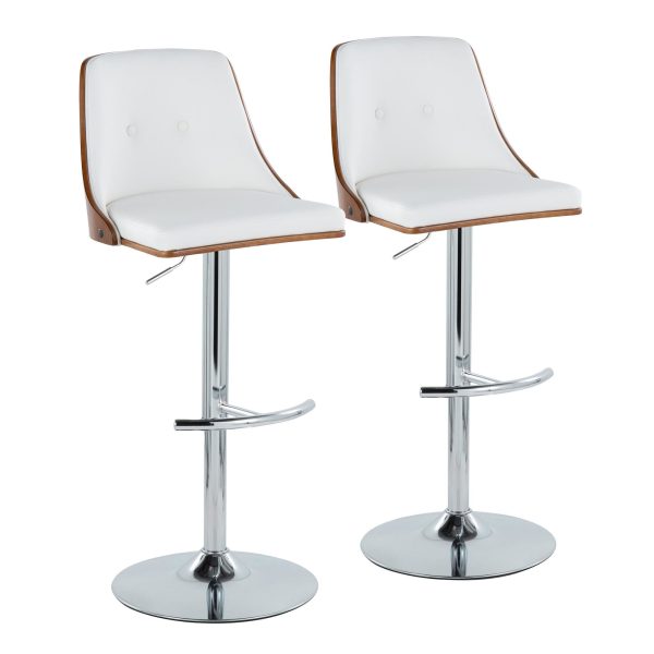Gianna Mid Century Modern White Faux Leather Swivel Barstool Set of 2 4