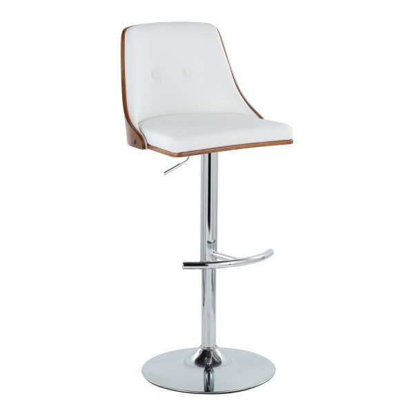 Gianna Mid Century Modern White Faux Leather Swivel Barstool Set of 2 5