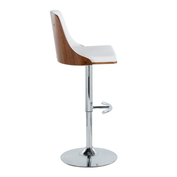 Gianna Mid Century Modern White Faux Leather Swivel Barstool Set of 2 6