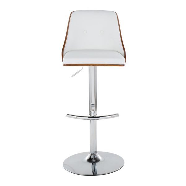 Gianna Mid Century Modern White Faux Leather Swivel Barstool Set of 2 9