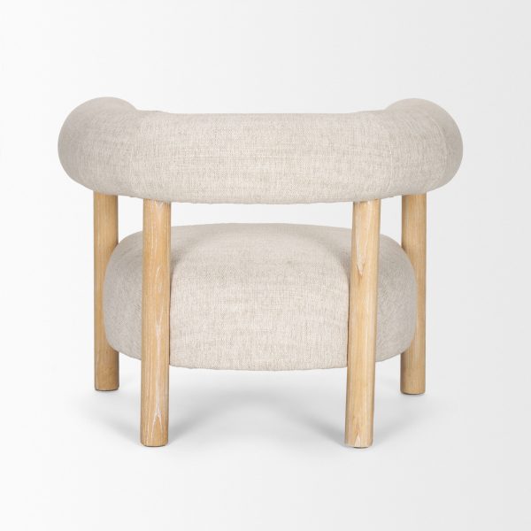 Gianna Open Back Light Brown Wood w Oatmeal Fabric Accent Chair 4