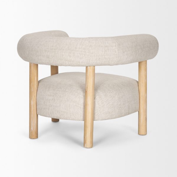 Gianna Open Back Light Brown Wood w Oatmeal Fabric Accent Chair 5
