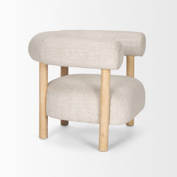 Gianna Open Back Light Brown Wood w Oatmeal Fabric Accent Chair 6
