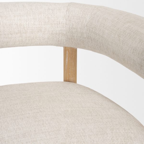 Gianna Open Back Light Brown Wood w Oatmeal Fabric Accent Chair 8