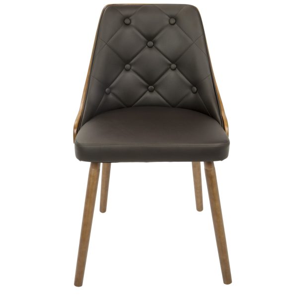 Gianna Walnut Brown Faux Leather Mid Century Modern Accent Chair 11