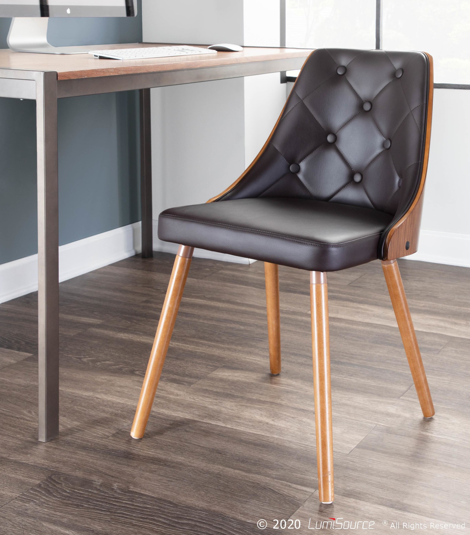 Gianna Walnut Brown Faux Leather Mid-Century Modern Accent Chair 2 Gianna Walnut Brown Faux Leather Mid-Century Modern Accent Chair - Image 2