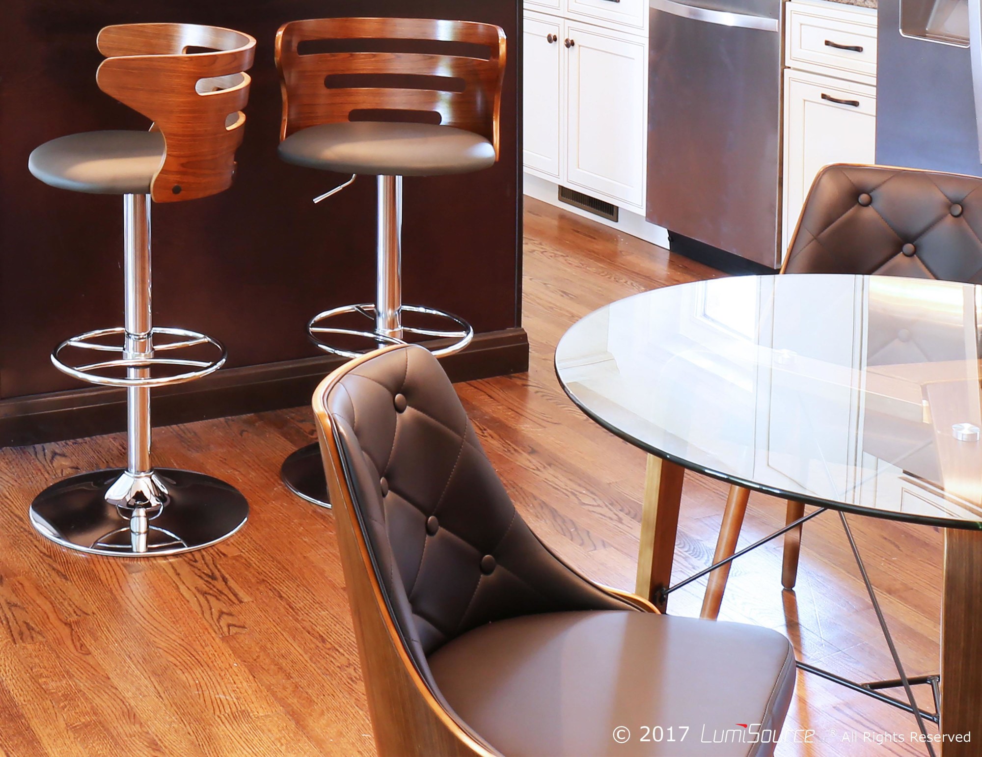 Gianna Walnut Brown Faux Leather Mid-Century Modern Accent Chair 5 Gianna Walnut Brown Faux Leather Mid-Century Modern Accent Chair - Image 5