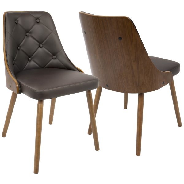 Gianna Walnut Brown Faux Leather Mid Century Modern Accent Chair 7