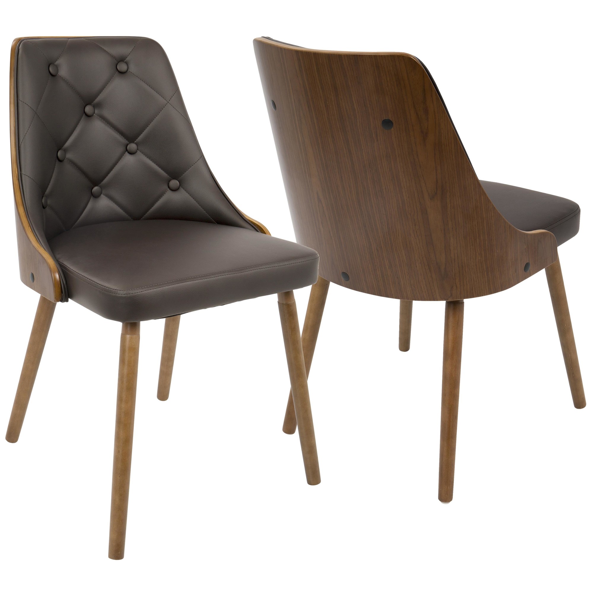 Gianna Walnut Brown Faux Leather Mid-Century Modern Accent Chair 7 Gianna Walnut Brown Faux Leather Mid-Century Modern Accent Chair - Image 7