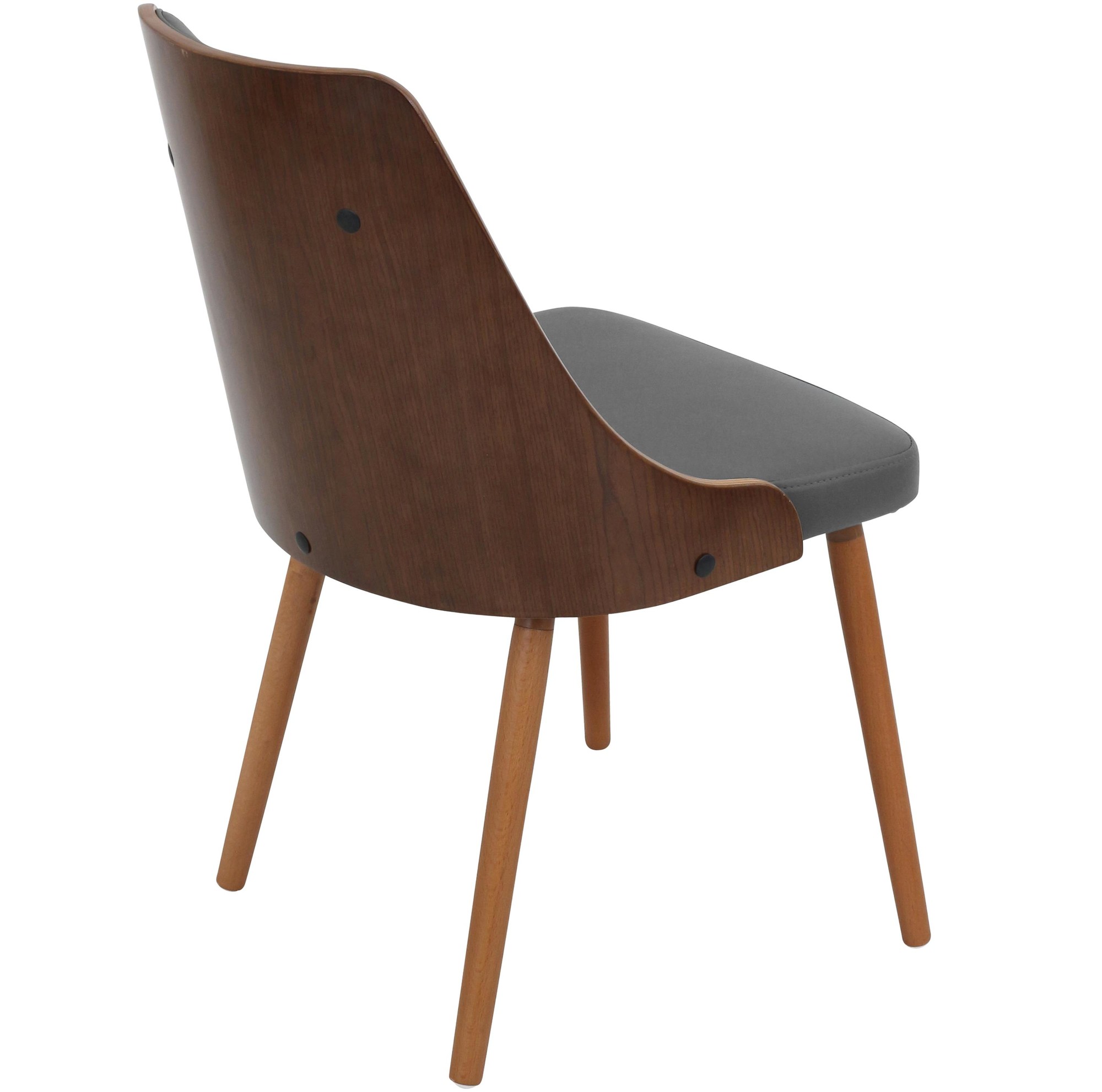Gianna Walnut Grey Faux Leather Mid-Century Modern Accent Chair 10 Gianna Walnut Grey Faux Leather Mid-Century Modern Accent Chair - Image 10