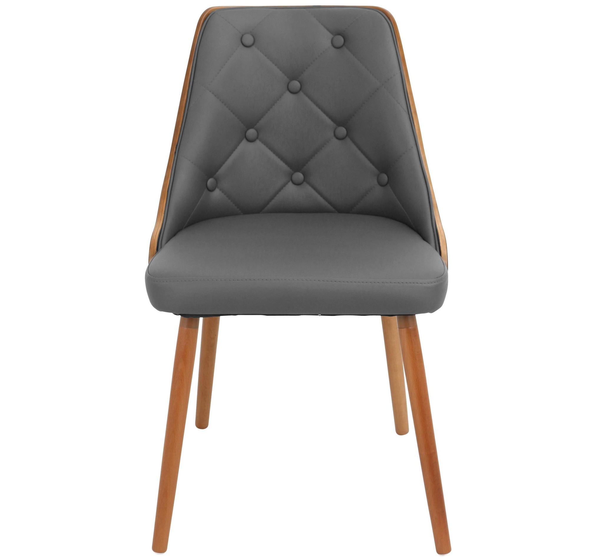 Gianna Walnut Grey Faux Leather Mid-Century Modern Accent Chair 12 Gianna Walnut Grey Faux Leather Mid-Century Modern Accent Chair - Image 12