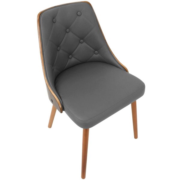Gianna Walnut Grey Faux Leather Mid Century Modern Accent Chair 13