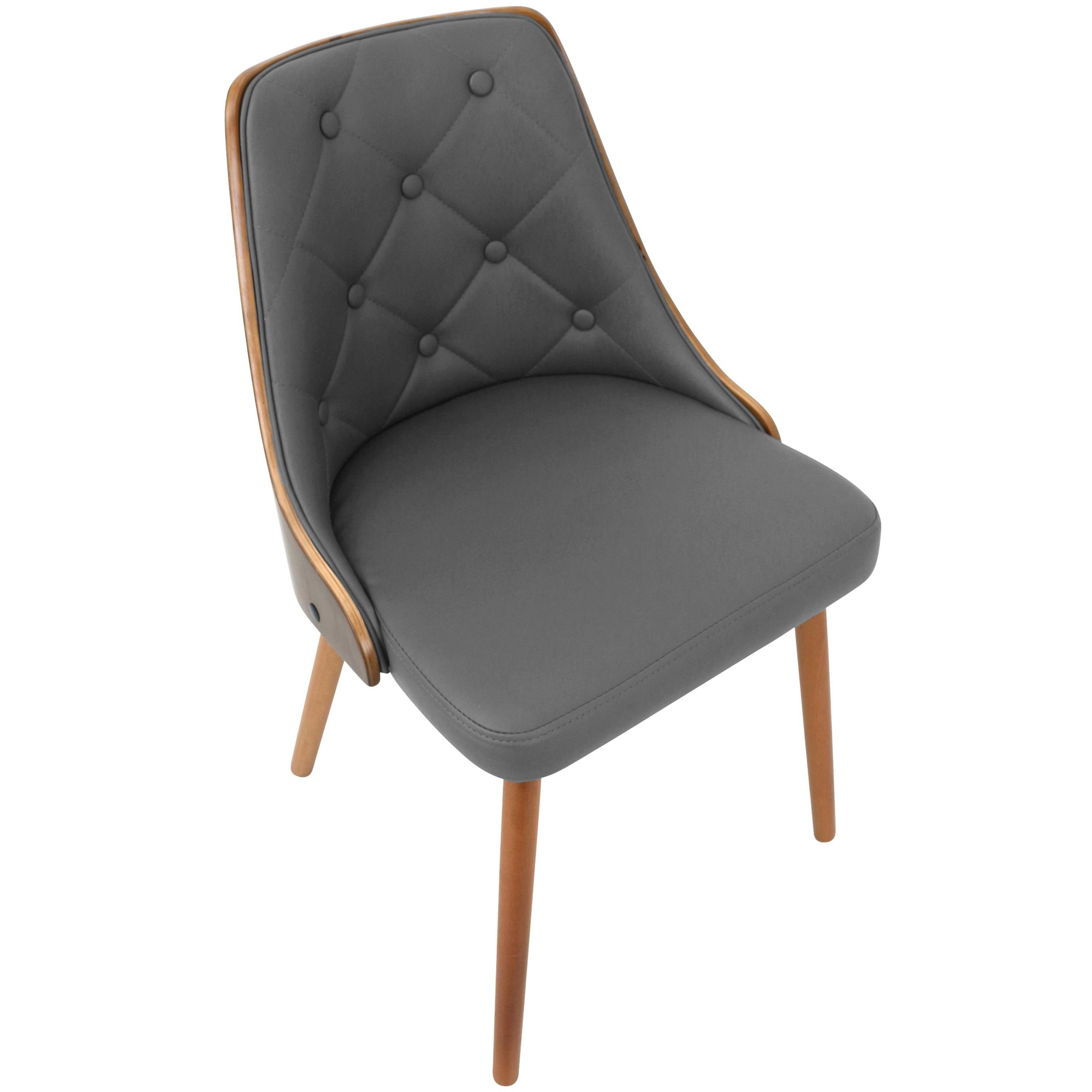 Gianna Walnut Grey Faux Leather Mid-Century Modern Accent Chair 13 Gianna Walnut Grey Faux Leather Mid-Century Modern Accent Chair - Image 13