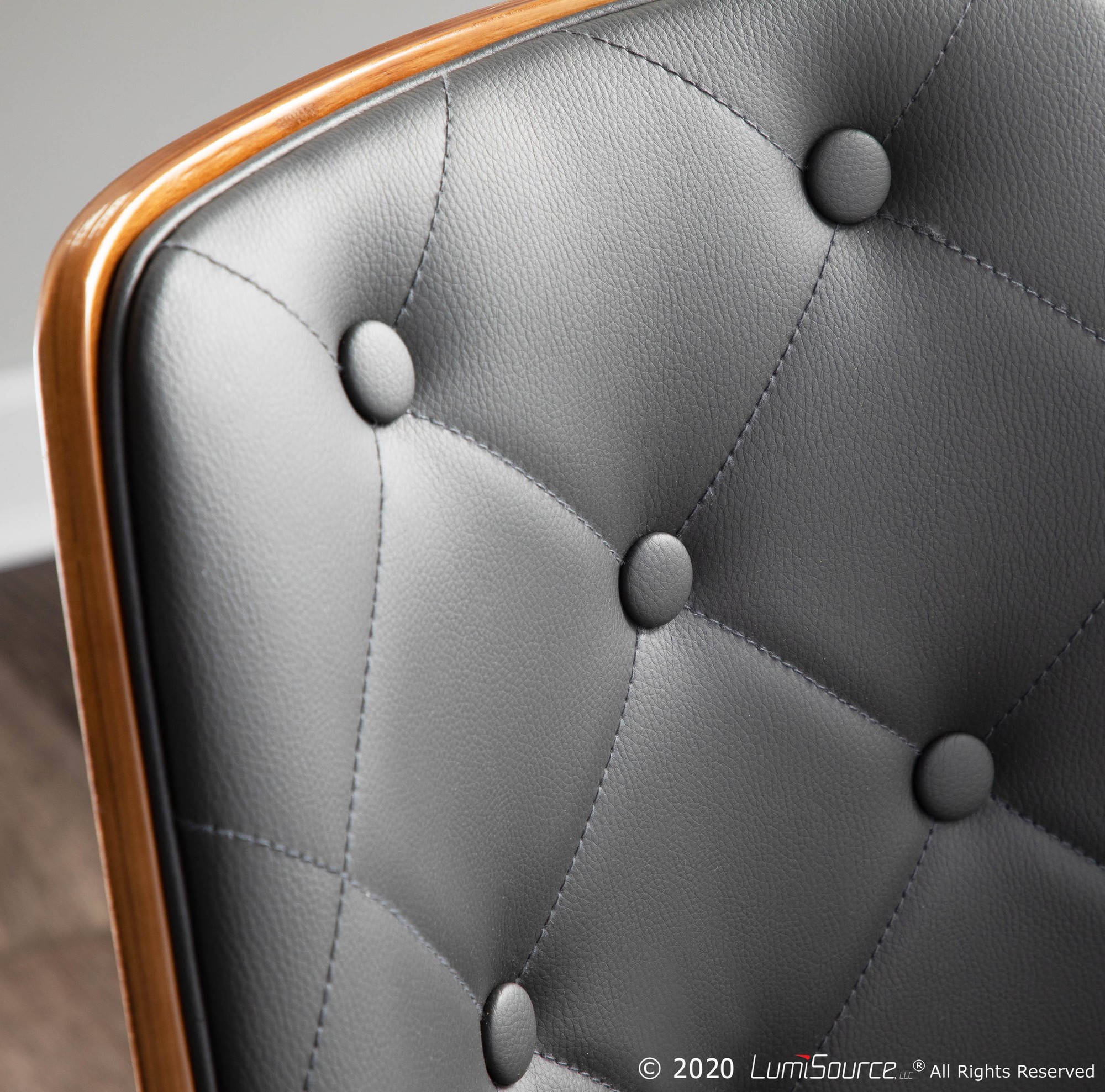 Gianna Walnut Grey Faux Leather Mid-Century Modern Accent Chair 2 Gianna Walnut Grey Faux Leather Mid-Century Modern Accent Chair - Image 2