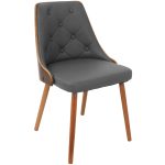 Gianna Walnut Grey Faux Leather Mid-Century Modern Accent Chair 22 Gianna Walnut Grey Faux Leather Mid-Century Modern Accent Chair