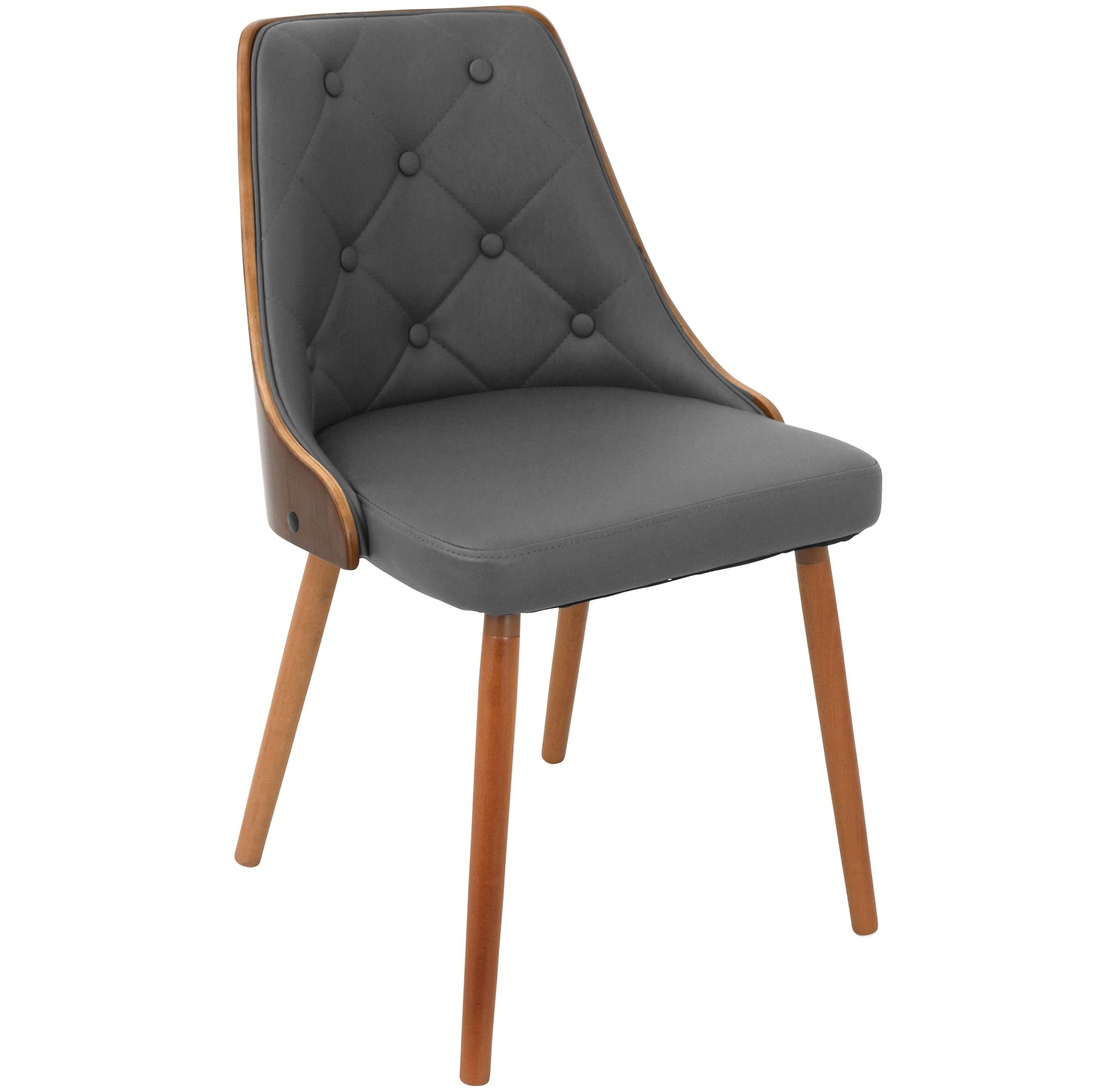 Gianna Walnut Grey Faux Leather Mid-Century Modern Accent Chair 7 Gianna Walnut Grey Faux Leather Mid-Century Modern Accent Chair - Image 7