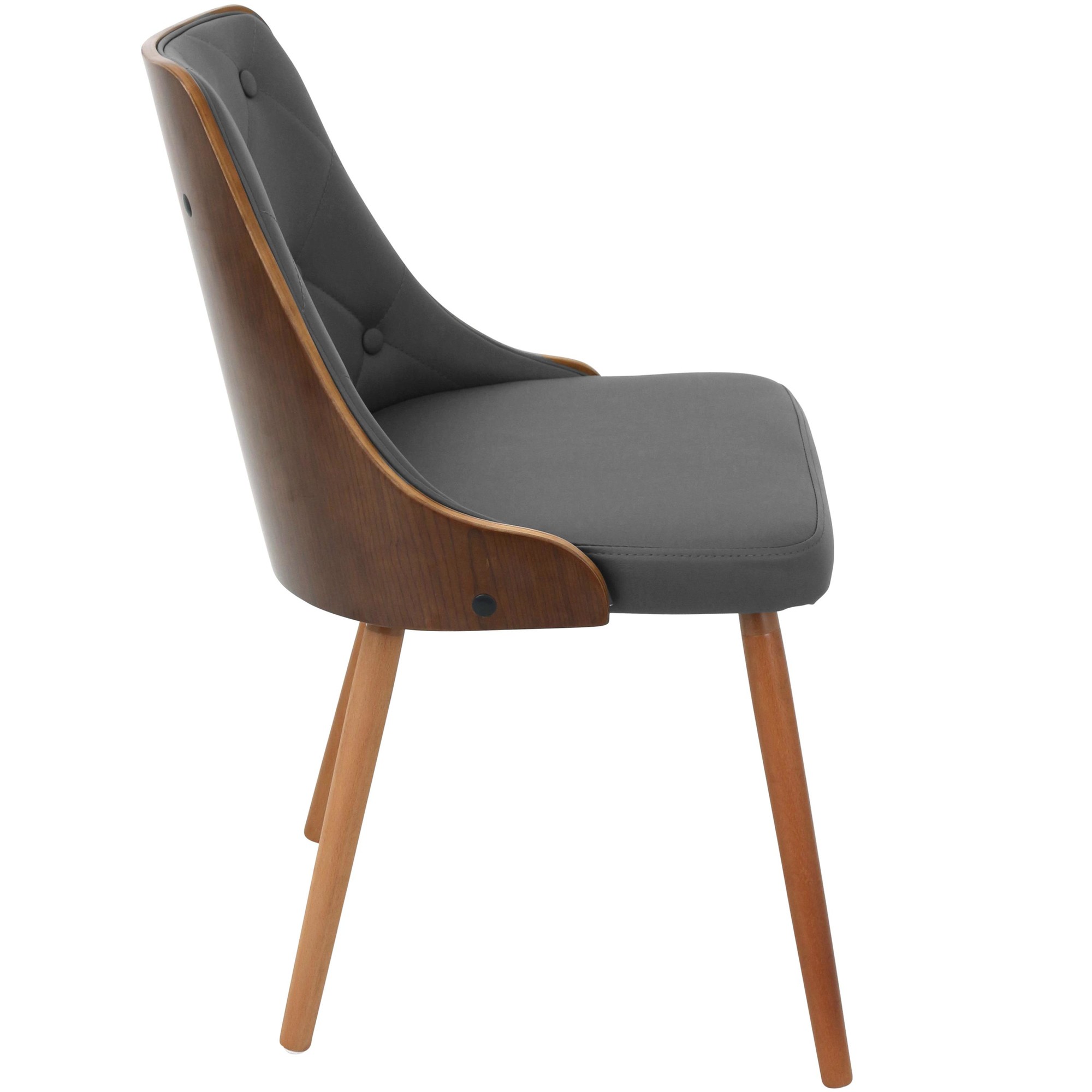Gianna Walnut Grey Faux Leather Mid-Century Modern Accent Chair 9 Gianna Walnut Grey Faux Leather Mid-Century Modern Accent Chair - Image 9