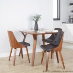 Gianna Walnut Wood Brown Faux Leather Mid-Century Modern Chairs (Set of 2)